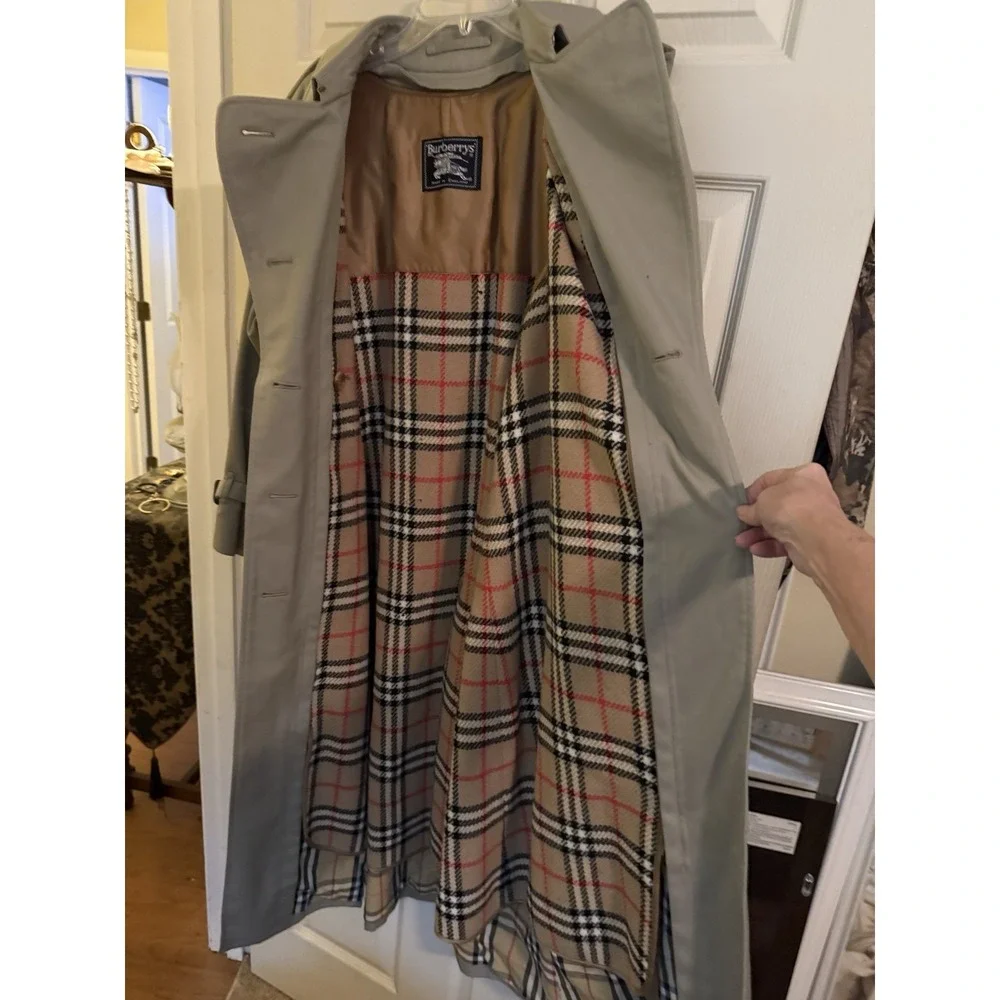 Vintage Burberry Full Length Trench Coat‎ Zip Out Lining Including Belt Size 10L - Picture 4 of 7